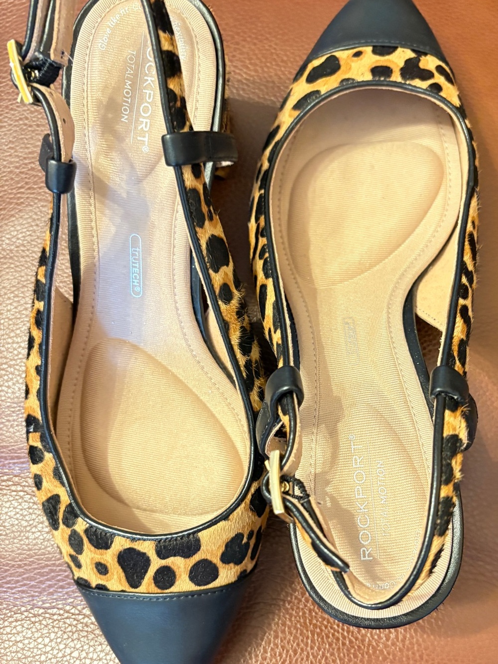 Rockport Leopard-Print Slingback Flats in Black and Tan